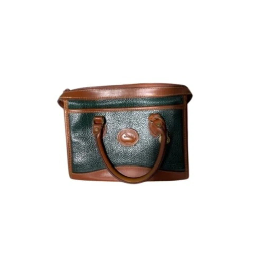 Dooney & Bourke Vintage All Weather Leather Satchel Bag Green British Tan Top Zi